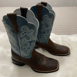 Ariat QuickDraw Brown and Blue Western Boots